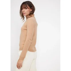 Pull col roule femme ZOE en cachemire beige