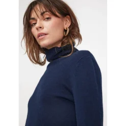 Pull col roule femme ZOE en cachemire bleu marine