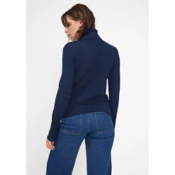 Pull col roule femme ZOE en cachemire bleu marine