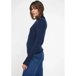 Pull col roule femme ZOE en cachemire bleu marine