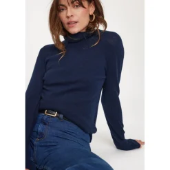 Pull col roule femme ZOE en cachemire bleu marine