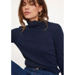 Pull col roule femme ZOE en cachemire bleu marine