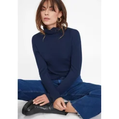 Pull col roule femme ZOE en cachemire bleu marine