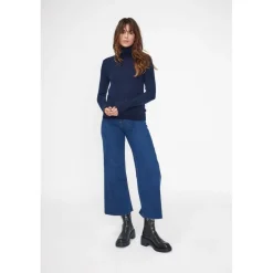 Pull col roule femme ZOE en cachemire bleu marine
