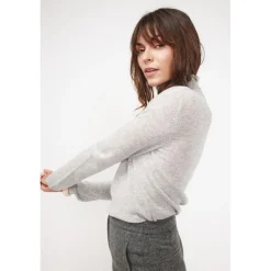 Pull col roule femme ZOE en cachemire gris perle
