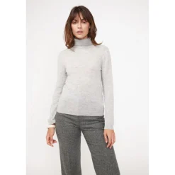 Pull col roule femme ZOE en cachemire gris perle