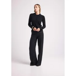 Pull col V arc en ciel rib ZORA en cachemire noir