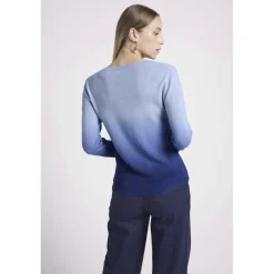 Pull col V dip dye ZIP ZIE en cachemire bleu