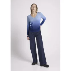 Pull col V dip dye ZIP ZIE en cachemire bleu