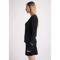 Pull col V manches mitaines ANNA en cachemire noir