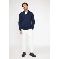 Pull col zippe montant homme ZALMAN en cachemire bleu marine