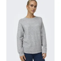 Pull en maille à manches longues gris clair Yael