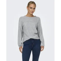 Pull en maille à manches longues gris clair Yael
