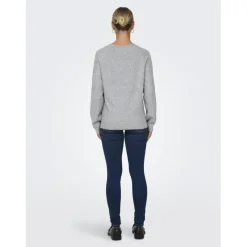 Pull en maille à manches longues gris clair Yael