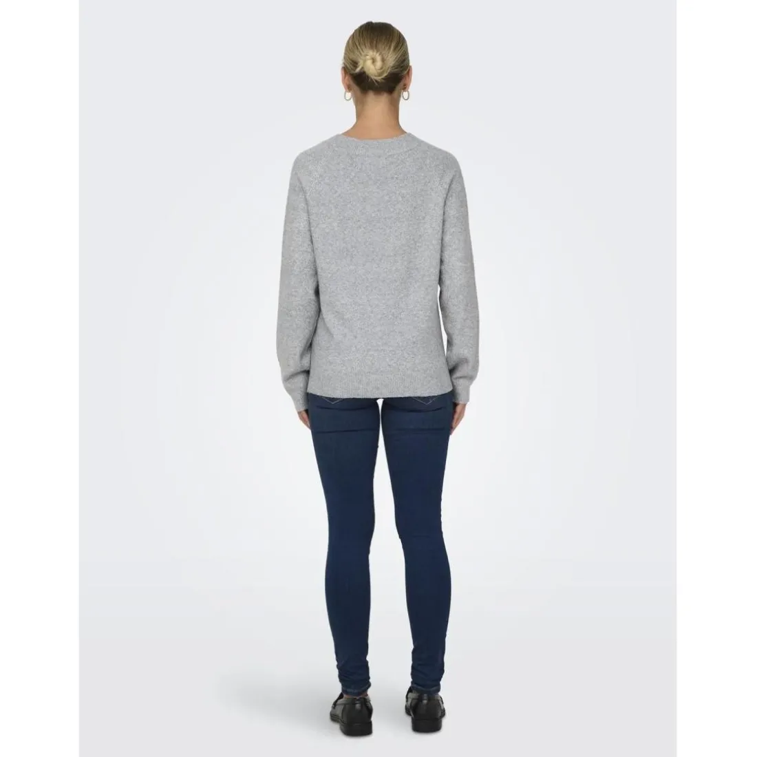Pull en maille à manches longues gris clair Yael