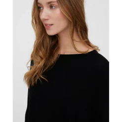 Pull en maille Col bateau Manches 3/4 Large noir