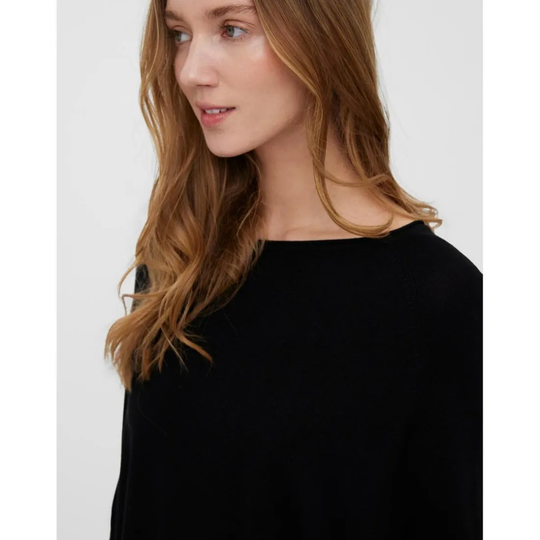 Pull en maille Col bateau Manches 3/4 Large noir