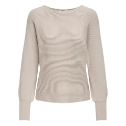 Pull en maille Col bateau Manches longues beige