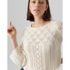 Pull en maille Col bateau Manches 3/4 Court gris