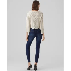 Pull en maille Col bateau Manches 3/4 Court gris