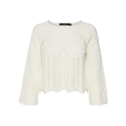 Pull en maille Col bateau Manches 3/4 Court gris