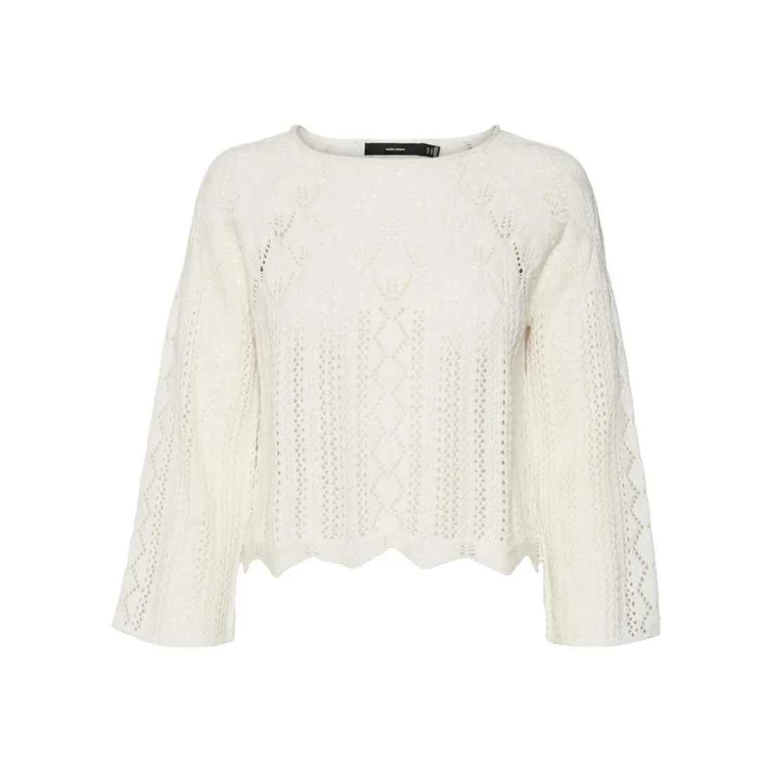 Pull en maille Col bateau Manches 3/4 Court gris