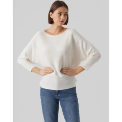 Pull en maille Col bateau Manches 3/4 blanc