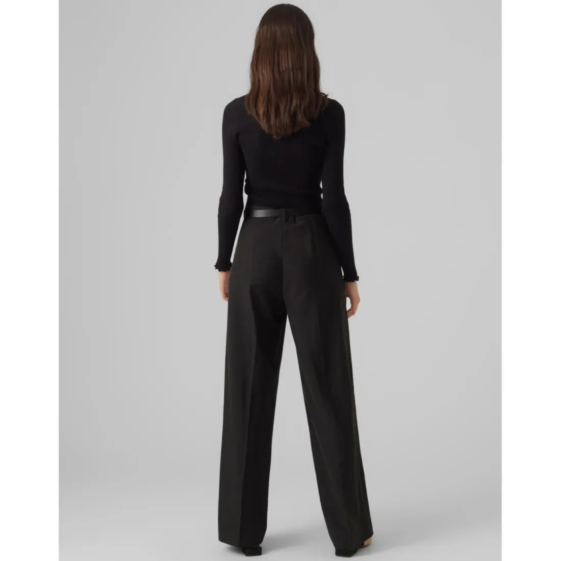 Pull en maille Col en V Manches longues noir Lise