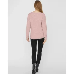 Pull en maille Col en V Manches longues rose Amy