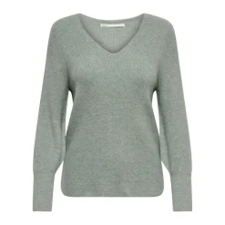 Pull en maille Col en V Manches longues vert Sloan