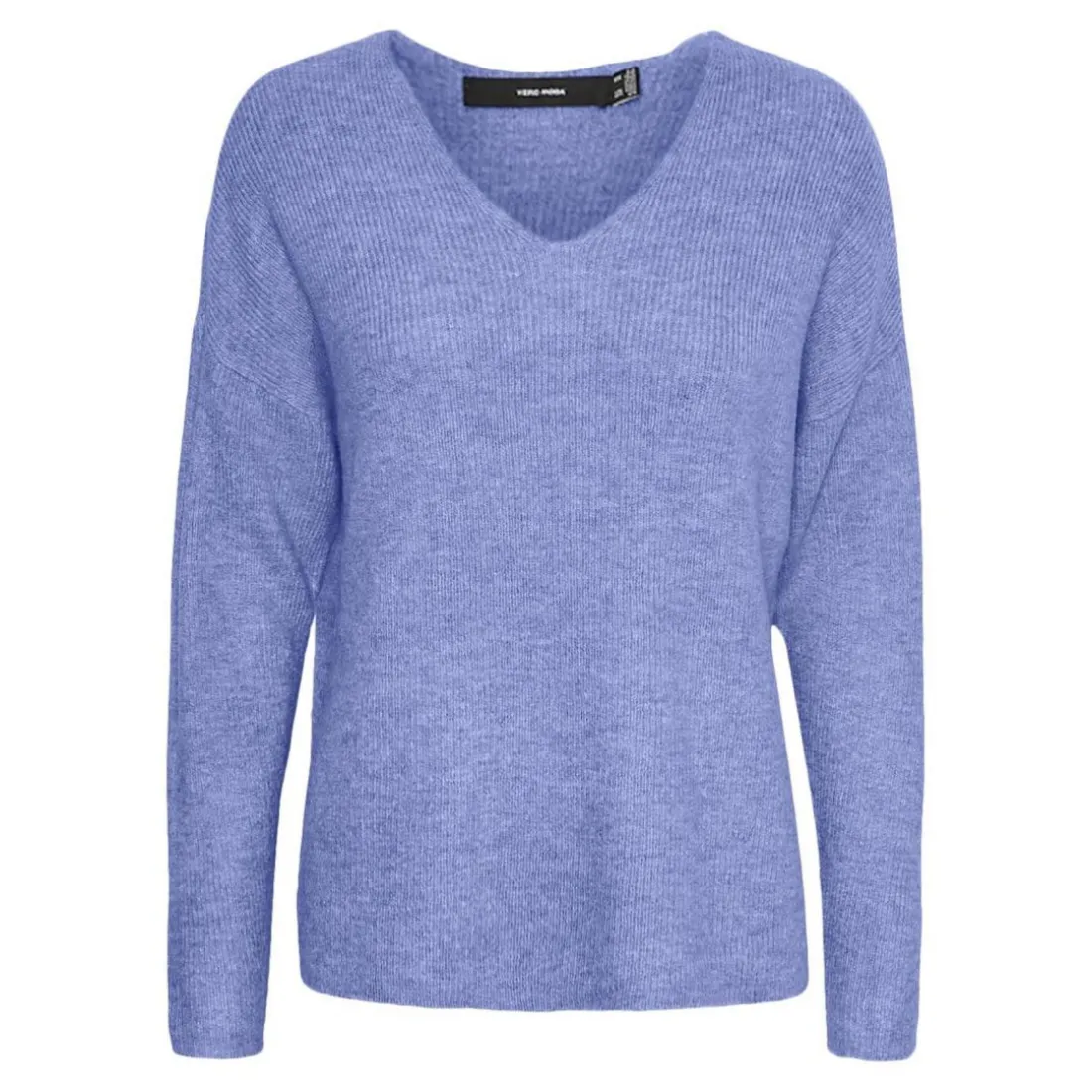 Pull en maille Col en V Manches longues bleu Isla