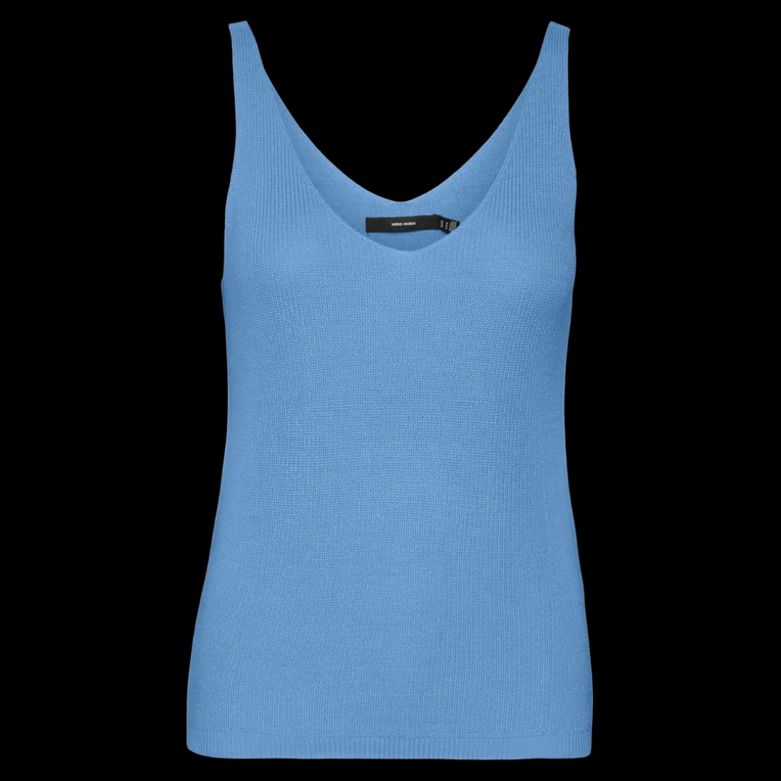 Pull en maille col en v sans manches bleu Maia