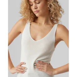 Pull en maille col en v sans manches blanc Page