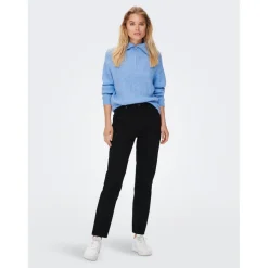 Pull en maille Col haut Manches longues bleu