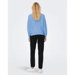 Pull en maille Col haut Manches longues bleu