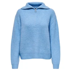 Pull en maille Col haut Manches longues bleu