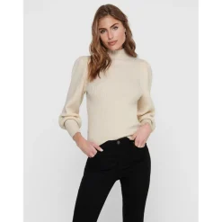 Pull en maille Col haut Manches longues blanc