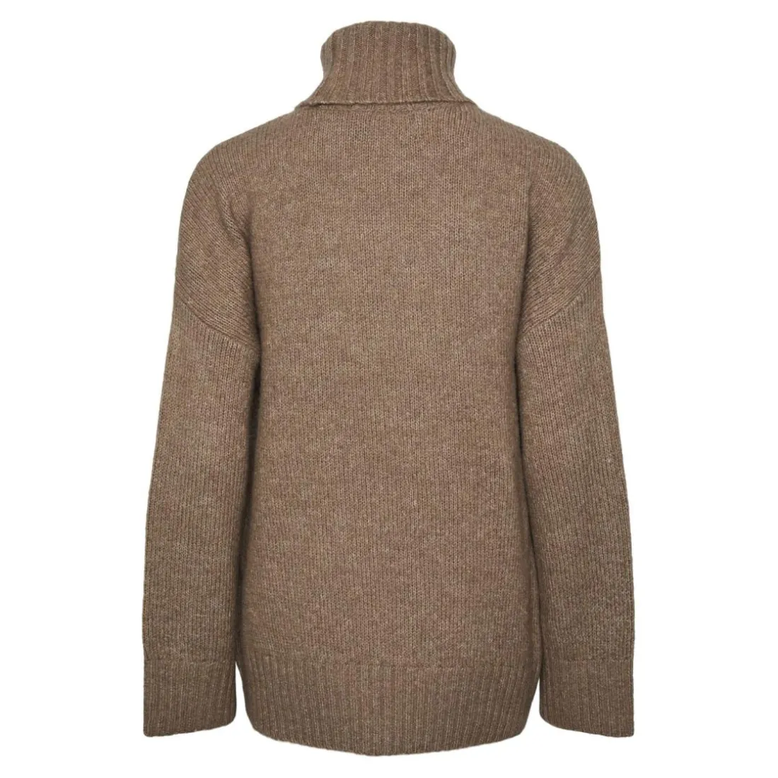 Pull en maille col montant marron Tara