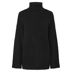 Pull en maille col montant noir Beth