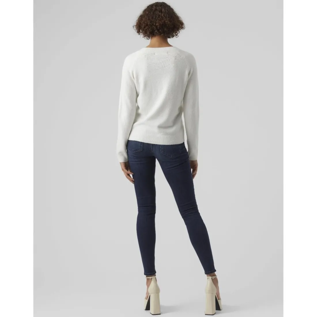 Pull en maille col rond blanc