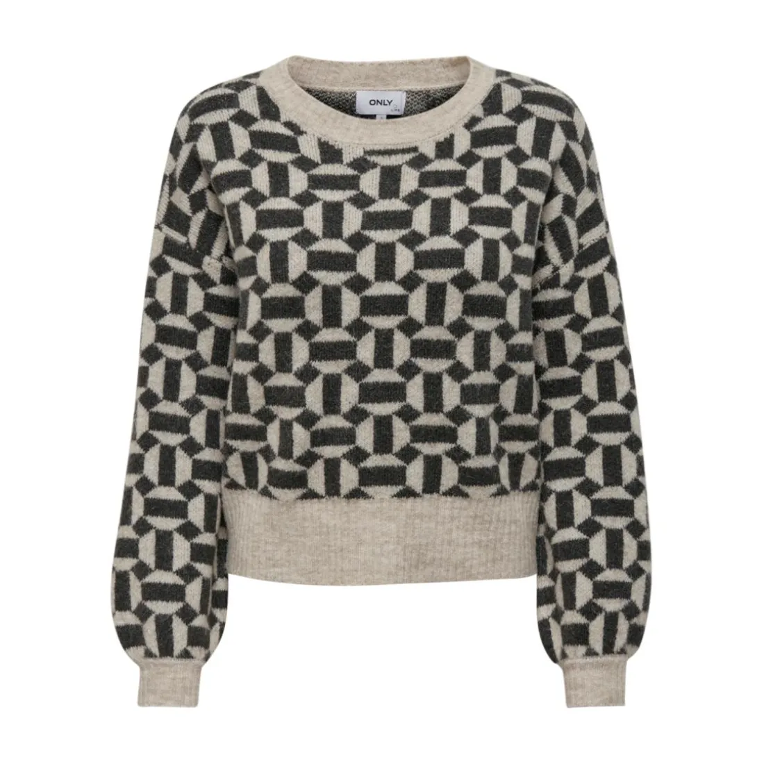 Pull en maille col rond col rond gris clair Mia