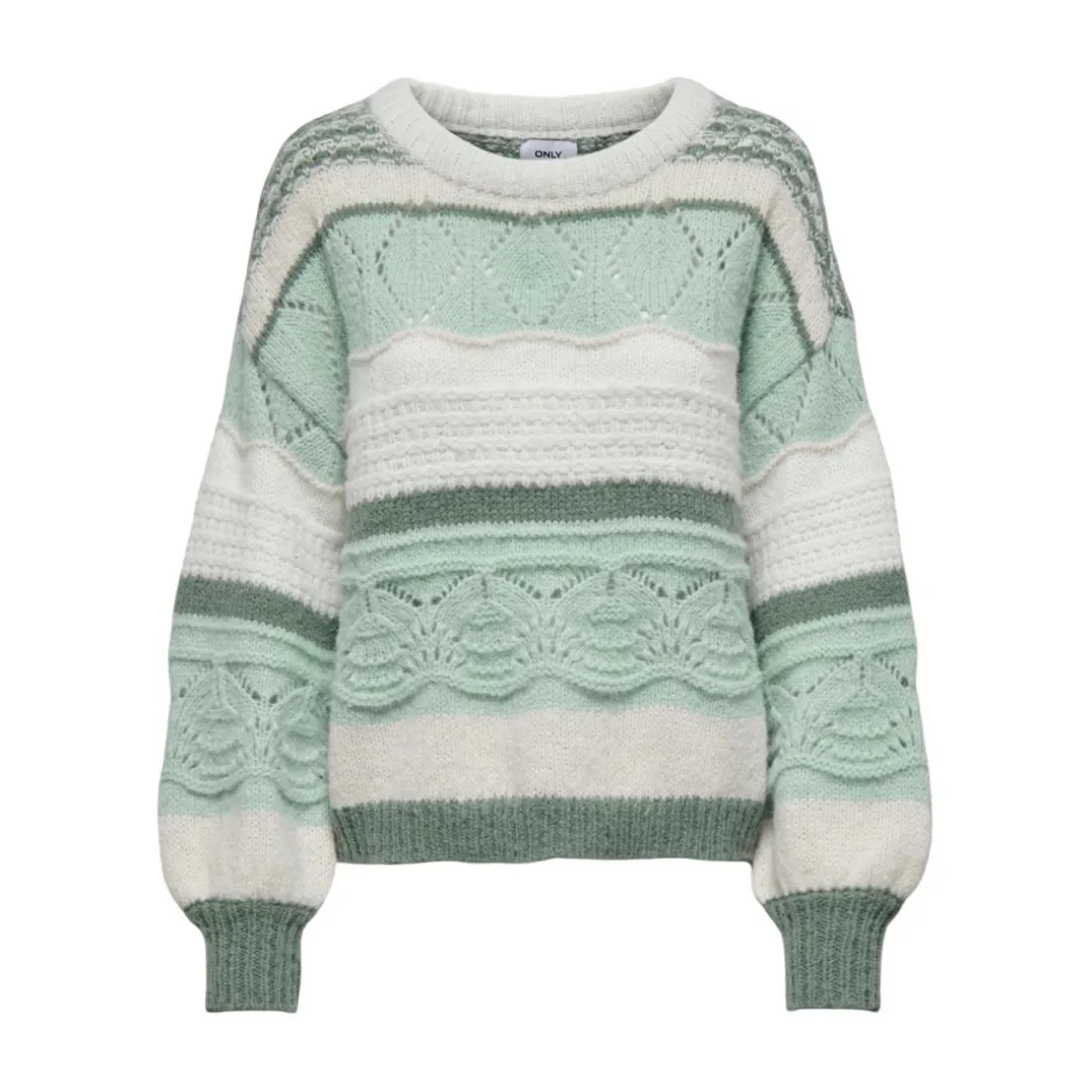 Pull en maille col rond col rond vert clair Ines