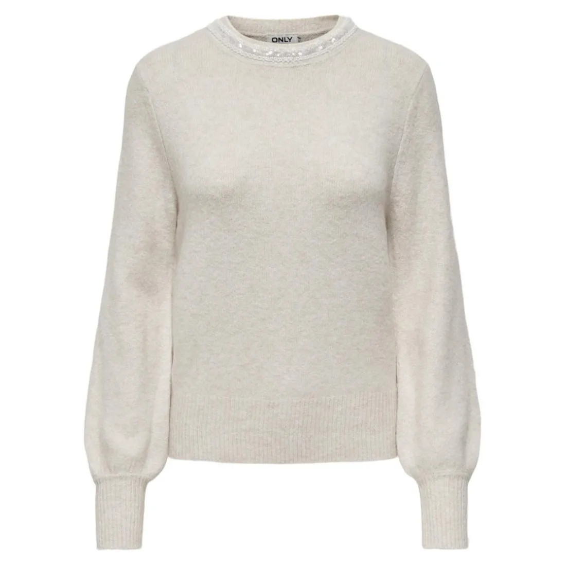 Pull en maille col rond col rond gris clair Fern