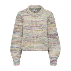 Pull en maille col rond col rond gris clair Lola