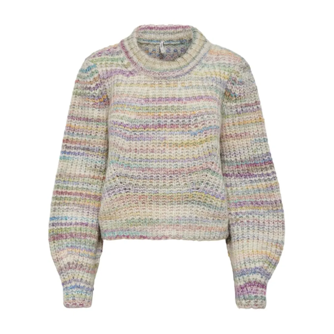 Pull en maille col rond col rond gris clair Lola