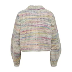 Pull en maille col rond col rond gris clair Lola
