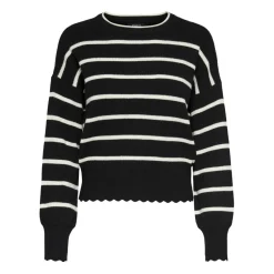 Pull en maille col rond col rond noir Lily