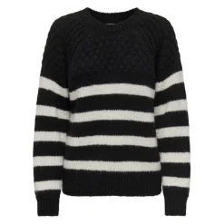Pull en maille col rond col rond noir Lena