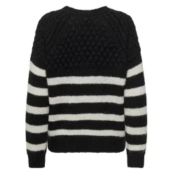 Pull en maille col rond col rond noir Lena