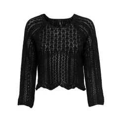 Pull en maille col rond col rond noir Luna